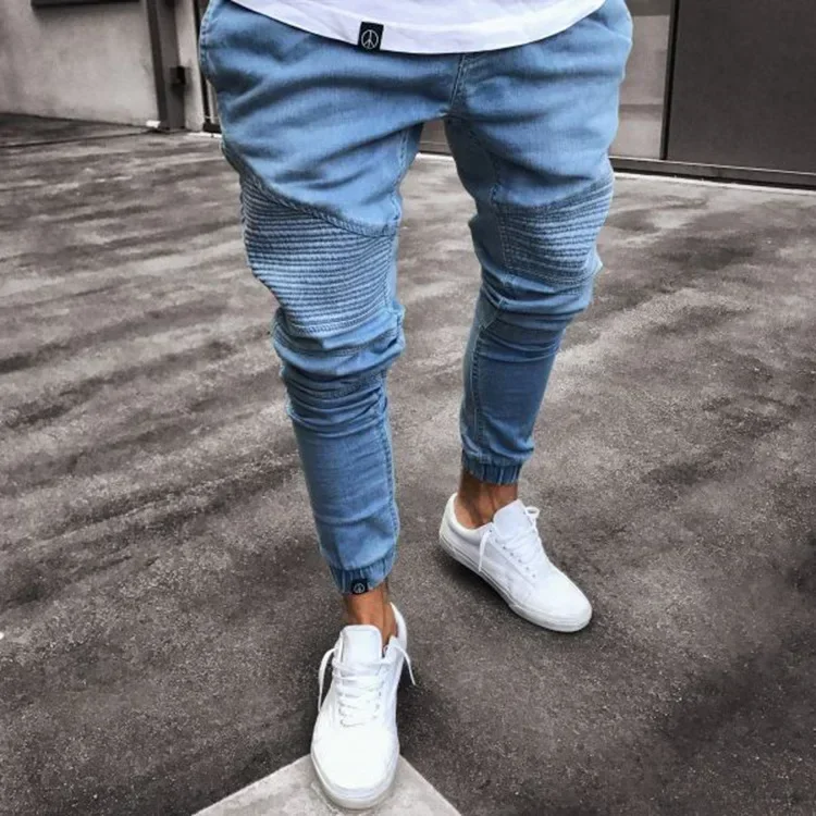 

High-waisted Denim Pencil Pants Skinny Jeans Men Stretch Light Blue Jeans Men Clothing Trousers Pants Male Street Slim Fit Y2k