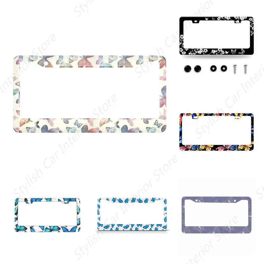 

Красивые бабочки рамка номерного знака акварельные летающие бабочки желтая крышка номерного знака алюминиевый металлический номерной знак
