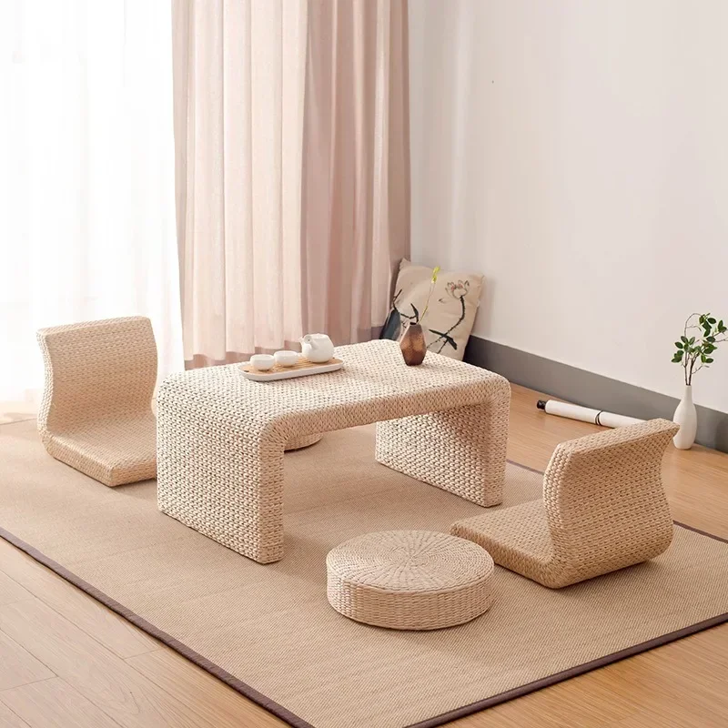 Rattan Weaving Tatami Coffee Modern Minimalist Bay Window Table  Home Grass Woven Balcony Low Tea Furniture