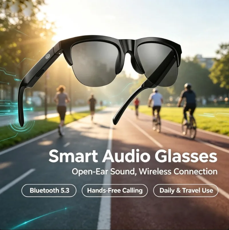 Smart Audio Sunglasses Bluetooth 5.3 Open‑Ear Wireless Headset Hands‑Free Call Music Smart Glasses for Sports Outdoor Travel