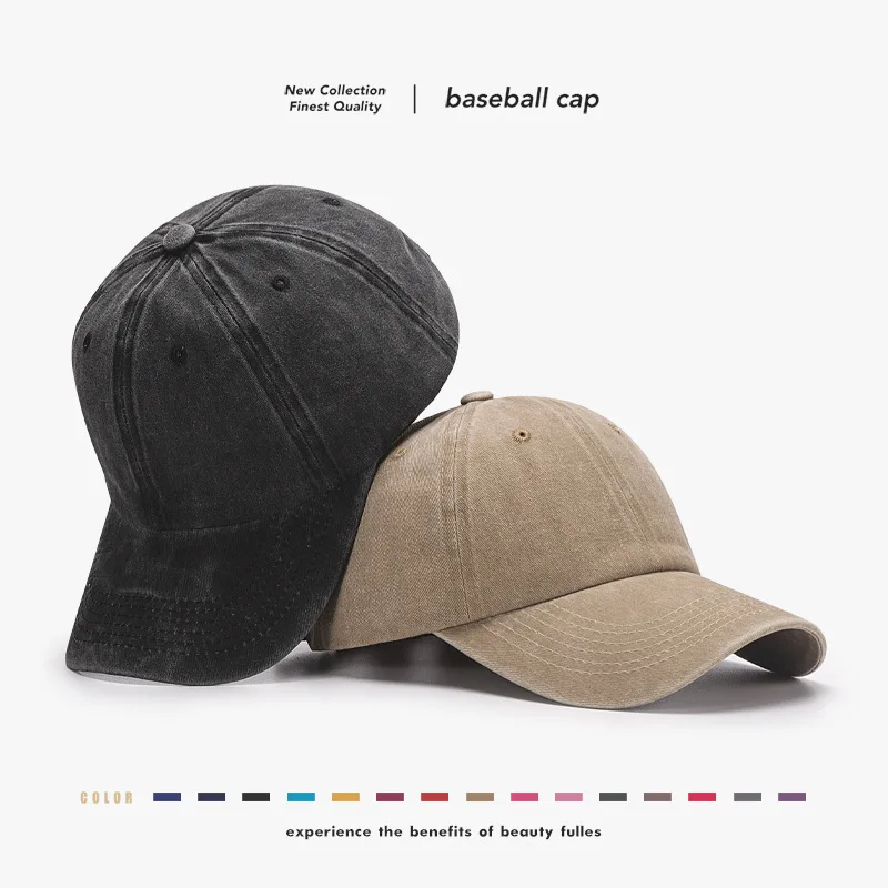 

Summer Retro Outdoor Baseball Cap for Women Soft Top Black Hat Traditional Men Washed Cotton Peaked Caps