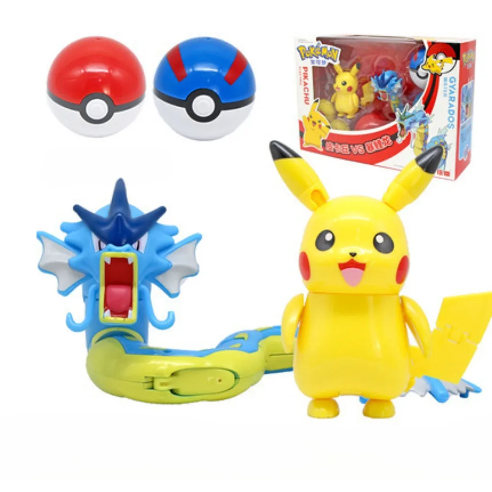 

Genuine Pokemon Greninja Lucario Charmander Bulbasaur Meowth Pikachu Cute Cartoon Deformable Dolls Ornaments Children's Models