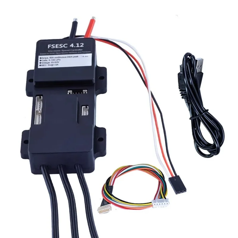 FSESC 4.12 ESC Aluminum Shell Speed Controller For RC Car&Robot,5V/1.5A BEC 3-12S Lipos,CE/ROHS Certified 50A Continuous Current