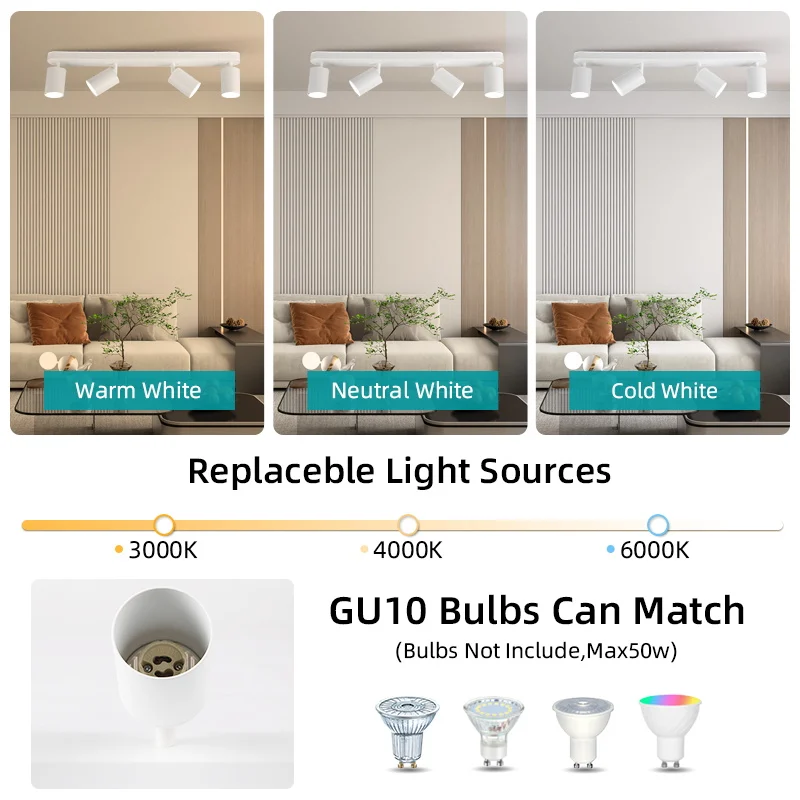 Led Ceiling Lamp Replaceable Bulb Ceiling Spotlight Kitchen Pendant Lamp Living Room Chandelier Track Spot Light for Dining Room