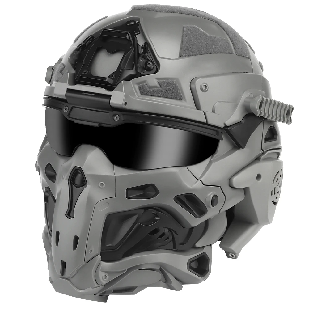 Wosport W Assault Helmet Built-in Headset Microphone Flip-up Lens Anti-fog Fan Modular Side Rails Night Vision Mount for Airsoft