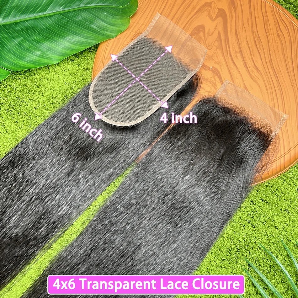 

Прозрачная кружевная застежка 4x6 из 100% натуральных человеческих волос # Натуральный цвет 1B, глубокая линия роста волос, невидимое кружево, имитирующее кожу, необработанные натуральные волосы