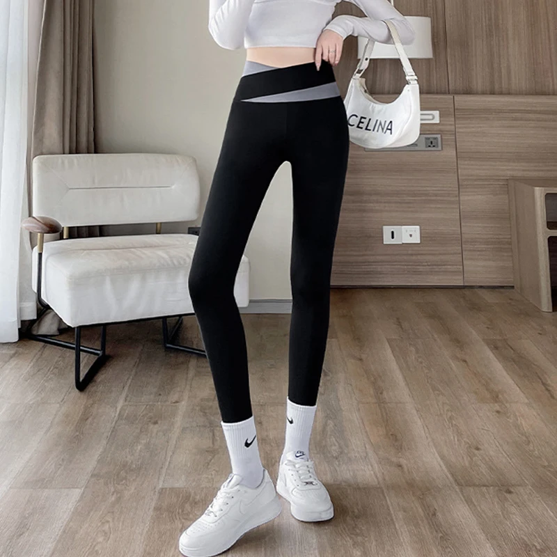 Wysokiej talii legginsy sportowe dla kobiet koreański moda Streetwear Capris bezszwowe rajstopy uciskowe kobiece siłownia spodnie sportowe do jogi