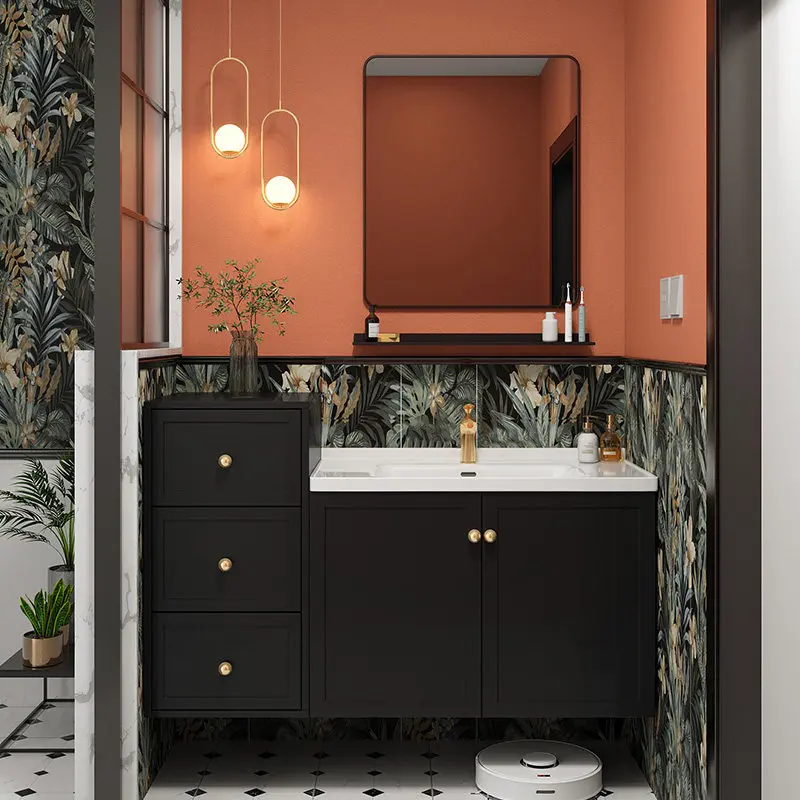 

French antique bathroom cabinet ceramic integrated basin wash basin cabinet combination