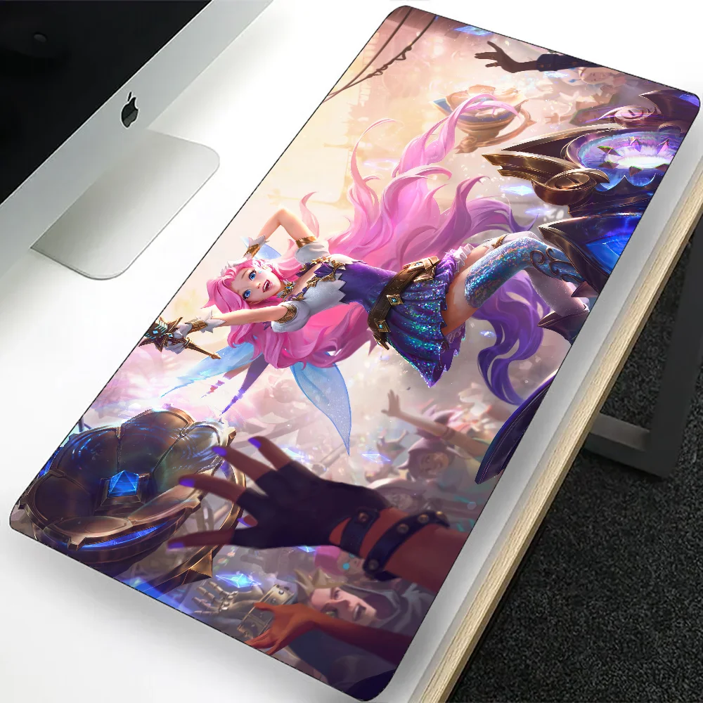 League of Legends Seraphine Large Gaming Mouse Pad Computer Mousepad PC Gamer Laptop Mouse Mat XXL Office Keyboard Mat Desk Pad