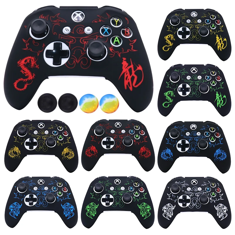 Laser Carving Design Silicone Control Case For Xbox One S Controller Skin Cover Joystick Video Gamepad Accessories