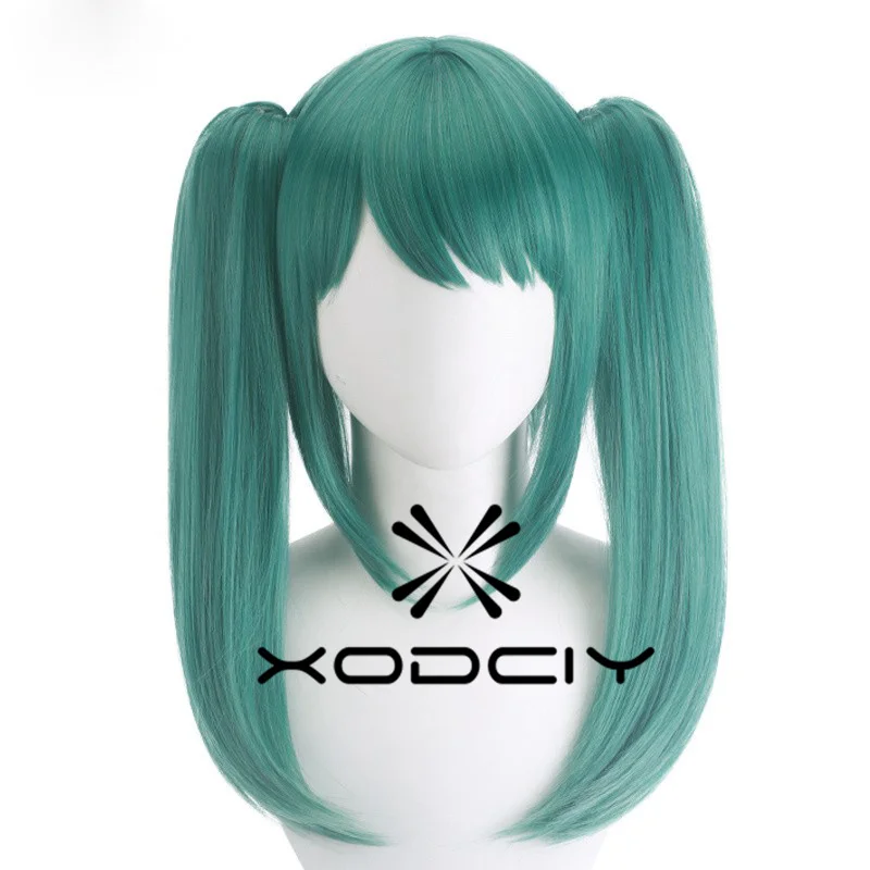 VOCALOID Vampire Miku Cosplay Wig The Vampire Halloween Cosplay Emerald Green Synthetic Hair Chip Ponytails + Free Wig Cap