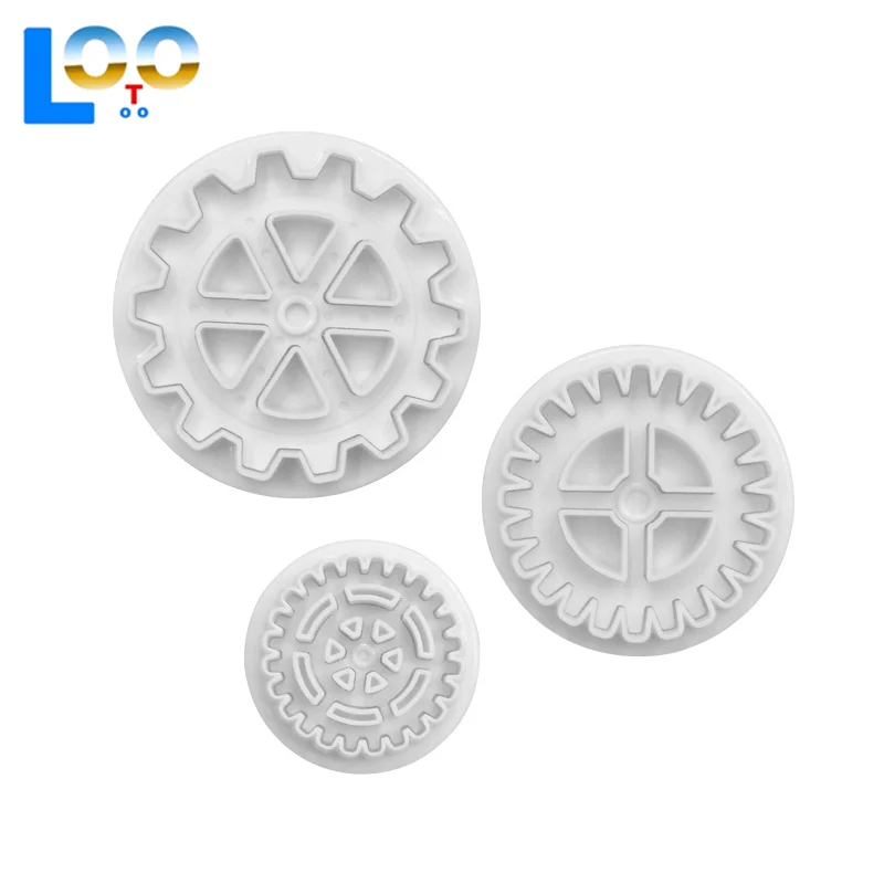 

3Pcs Plastic Gear Shape Plunger Fondant Cutter DIY Cake Sugarcraft Decor Tools Cookie Baking Mold Decorating Accessories