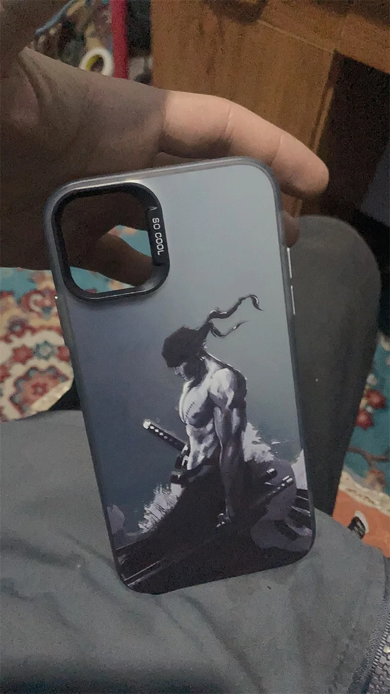Japan Anime One Piece Phone Case for iPhone 11 12 13 14 15 16 17 Pro Max Plus Three blade flow Zoro Blindfold Shockproof Cover view 5
