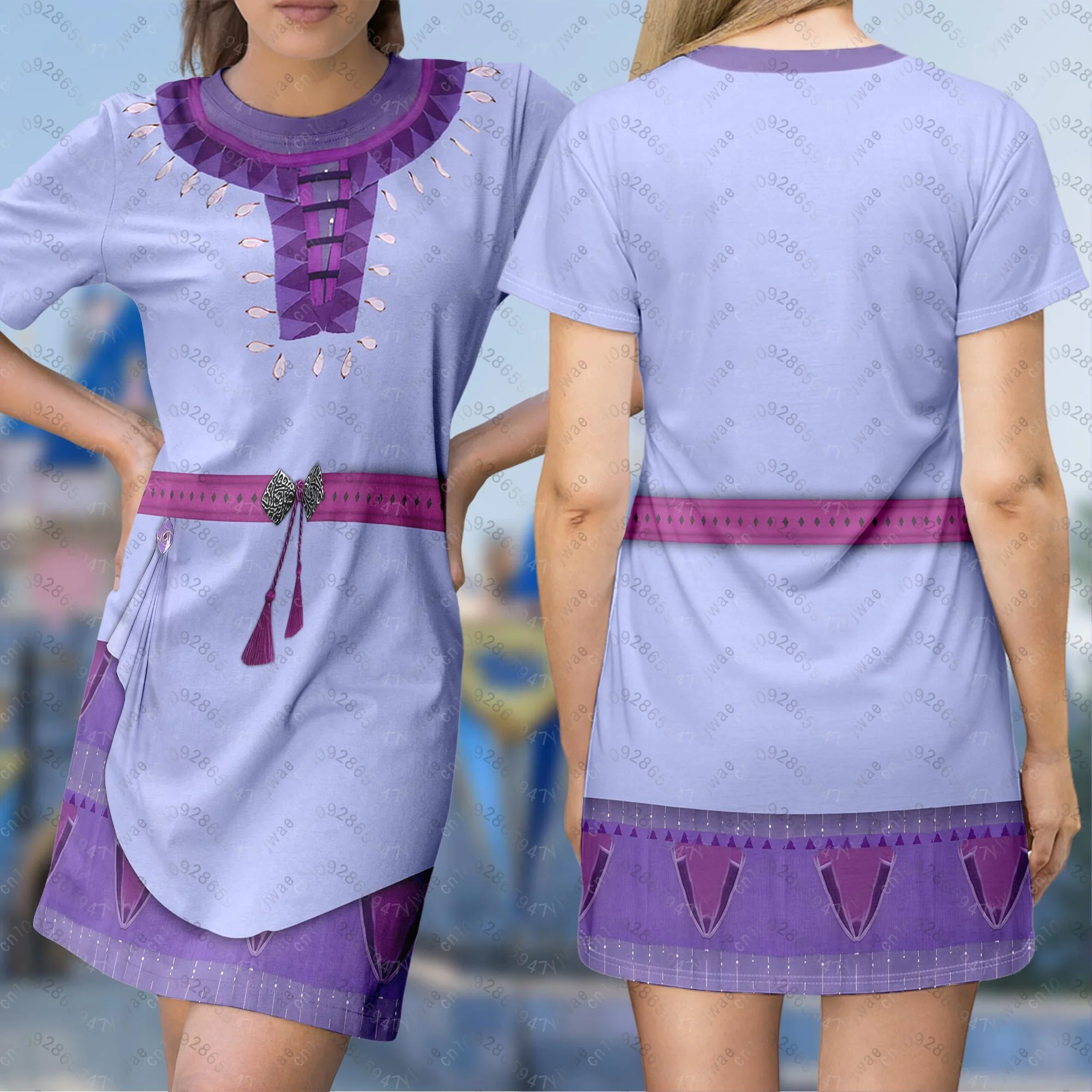 Summer Women T-Shirt Dress Plus Size Casual Envy Emotion  Asha Wish Movie Short Sleeve Pullover Dresses Women Clothing