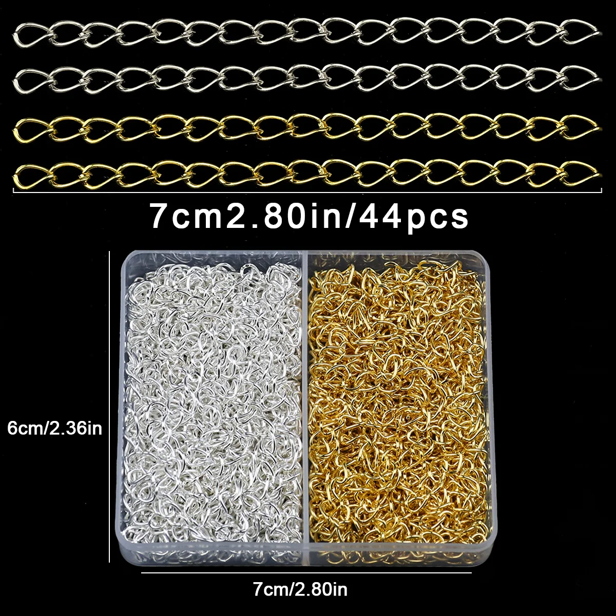 Boxed Jewelry Making Materials Two Color End Chain Kit Golden Silvery Color Set for Handmade DIY Bracelet Accessories 7cm 44pcs