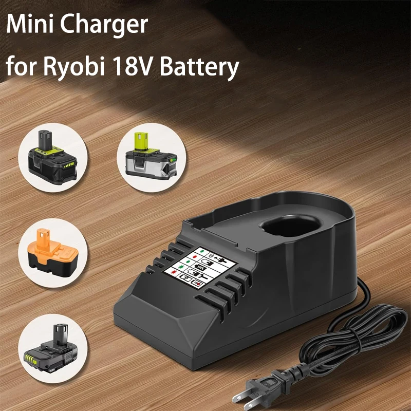 For Ryobi 18V Battery Replacement Charger, P102 P103 P107 P108 P109 P189 P190 PBP02 PBP005 Mini Charger