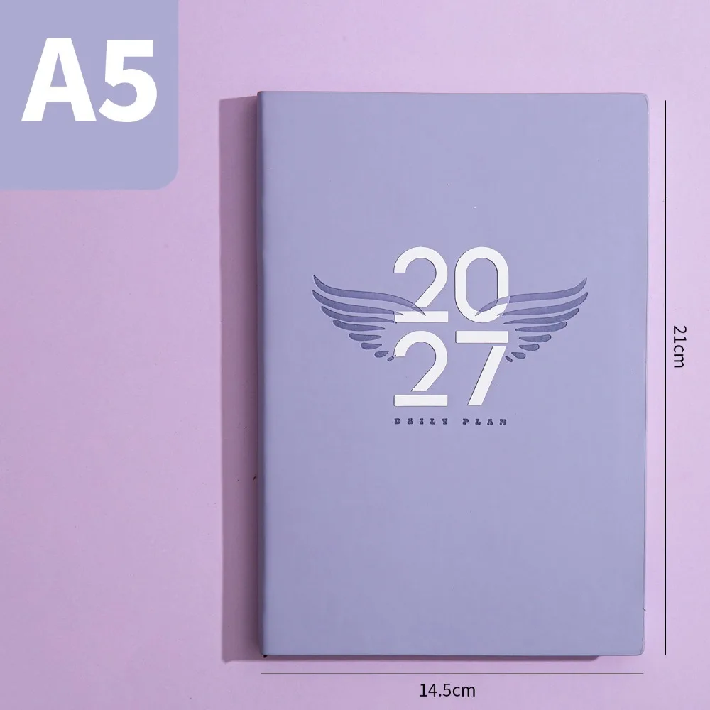 Portable A5 2027 Schedule Book Planner Reminder To Do List Agenda Book Textured PU Planner Notebook Office Supplies