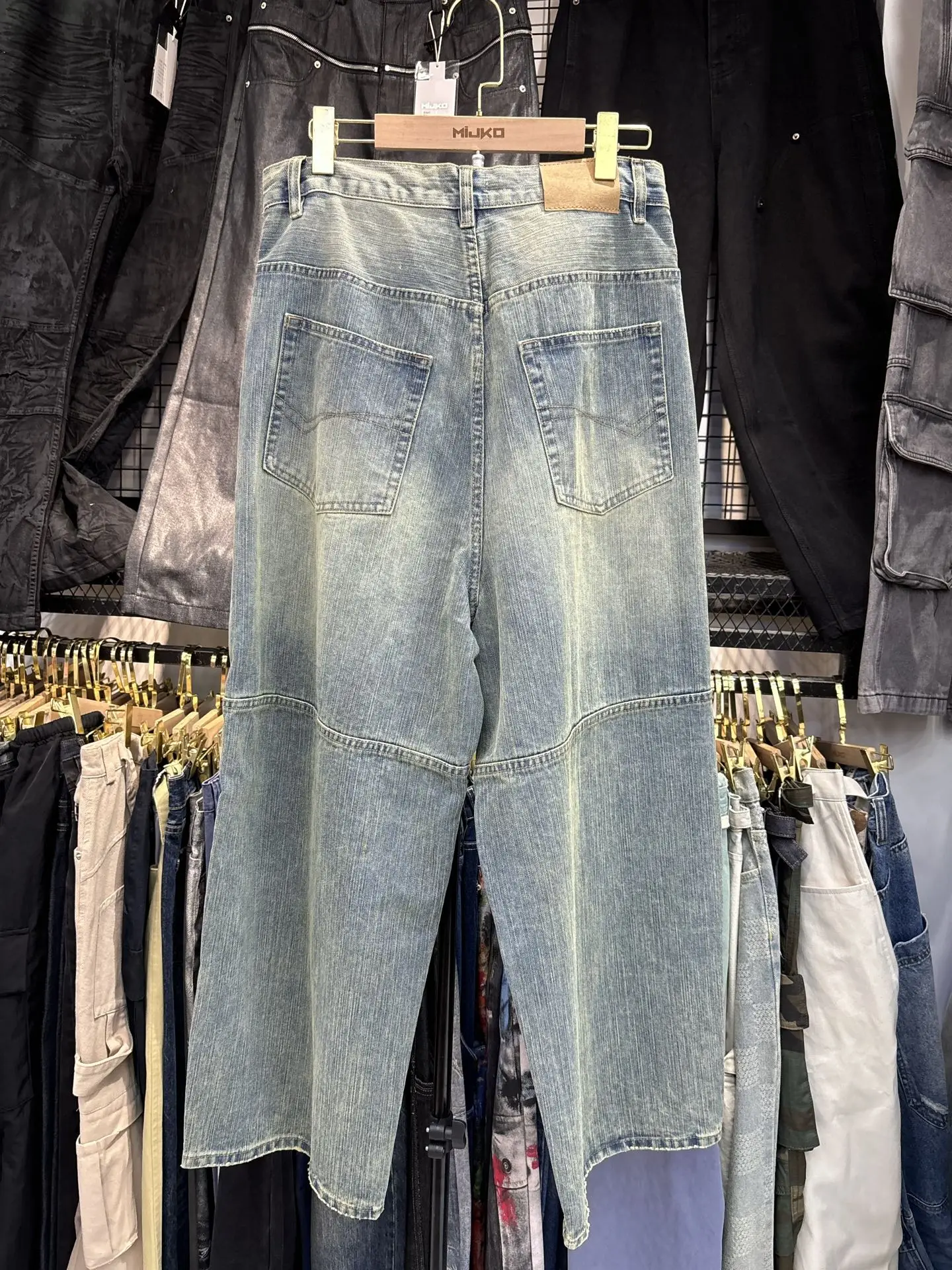 MIJKO جينز رجالي BAGGY موضة الربيع والصيف سروال فضفاض عالي الشارع ZJ098 #4