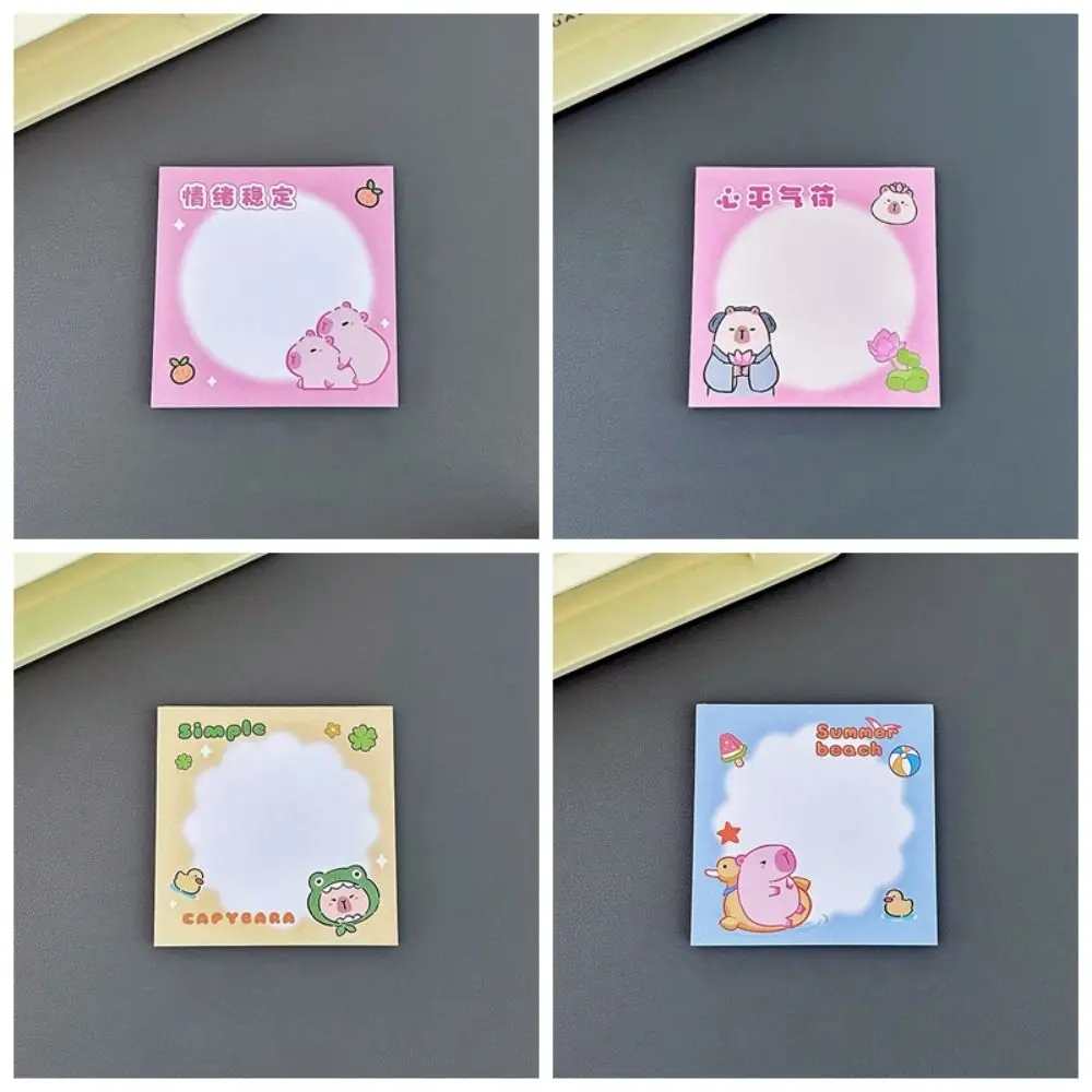 50 Sheets/Pack Cute Pink Capybara Sticky Note Book Ins Cartoon Non-sticky Message Paper Portable Removable Capybara Memo Pad