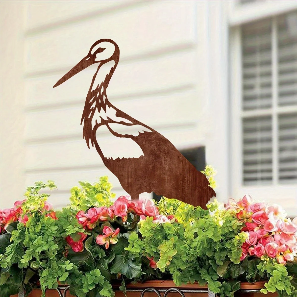 CIFBUY Iron Art Wall Decor Metal Heron Garden Stake Rustic Outdoor Yard Decor Artistic Animal Sign Halloween Patio Decoration