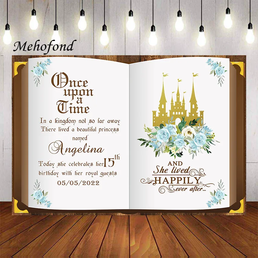 Mehofond Photography Background Once Upon a Time Fairy Tale Book Castle Floral Princess Girl Birthday Party Backdrop PhotoStudio