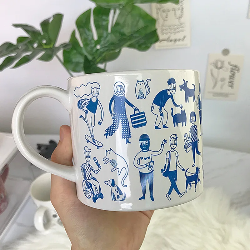 Ceramic Cup with Cover, Cute Pet Life Mug, Milk Coffee Cup, Beautiful Gift, Party Return Gifts, Home Supplies