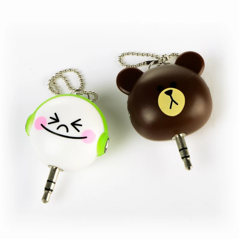 Cartoon Headset Deconcentrator One to two Music Sharing Device 3.5mm Anti Dust Plug Cell Phone Accessories For Iphone All Phone