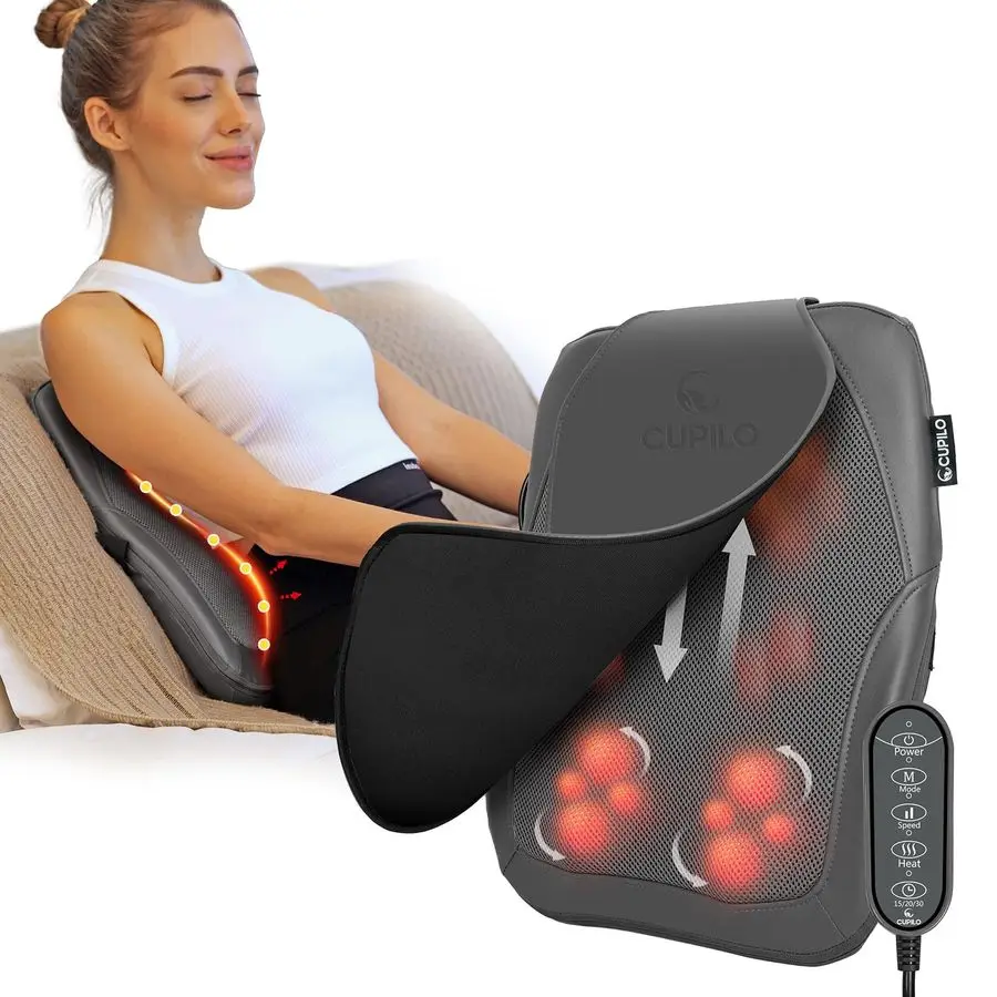 

Back Massager for Deep Tissue Pain Relief, 4D Kneading amp Rolling Up and Down Car Lower Back Massager with Heat for Office and