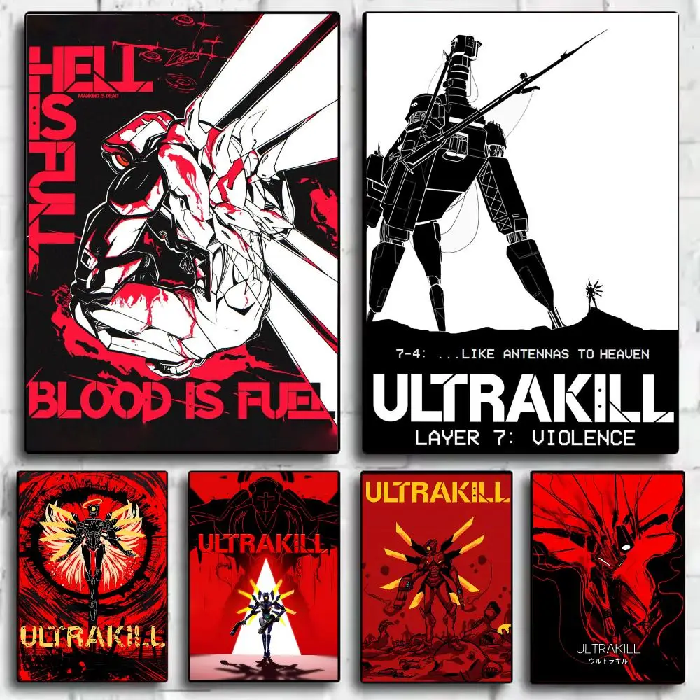 Klassisches Spiel U-ULTRAKILL Poster, moderne minimalistische Wandkunst, Drucke für Schlafzimmer, Wohnzimmer, Raumdekoration, ästhetisches Geschenk