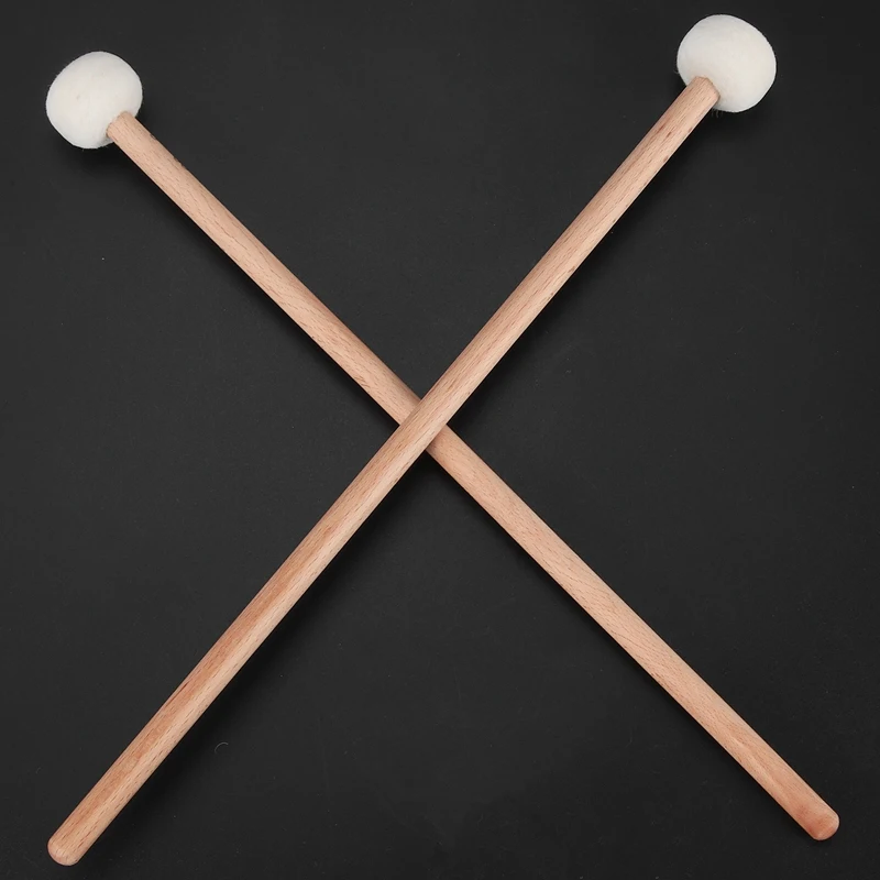 1 Pair Felt Mallets Drumsticks Drum Sticks With Wood Handle For Percussion Instrument Accessories