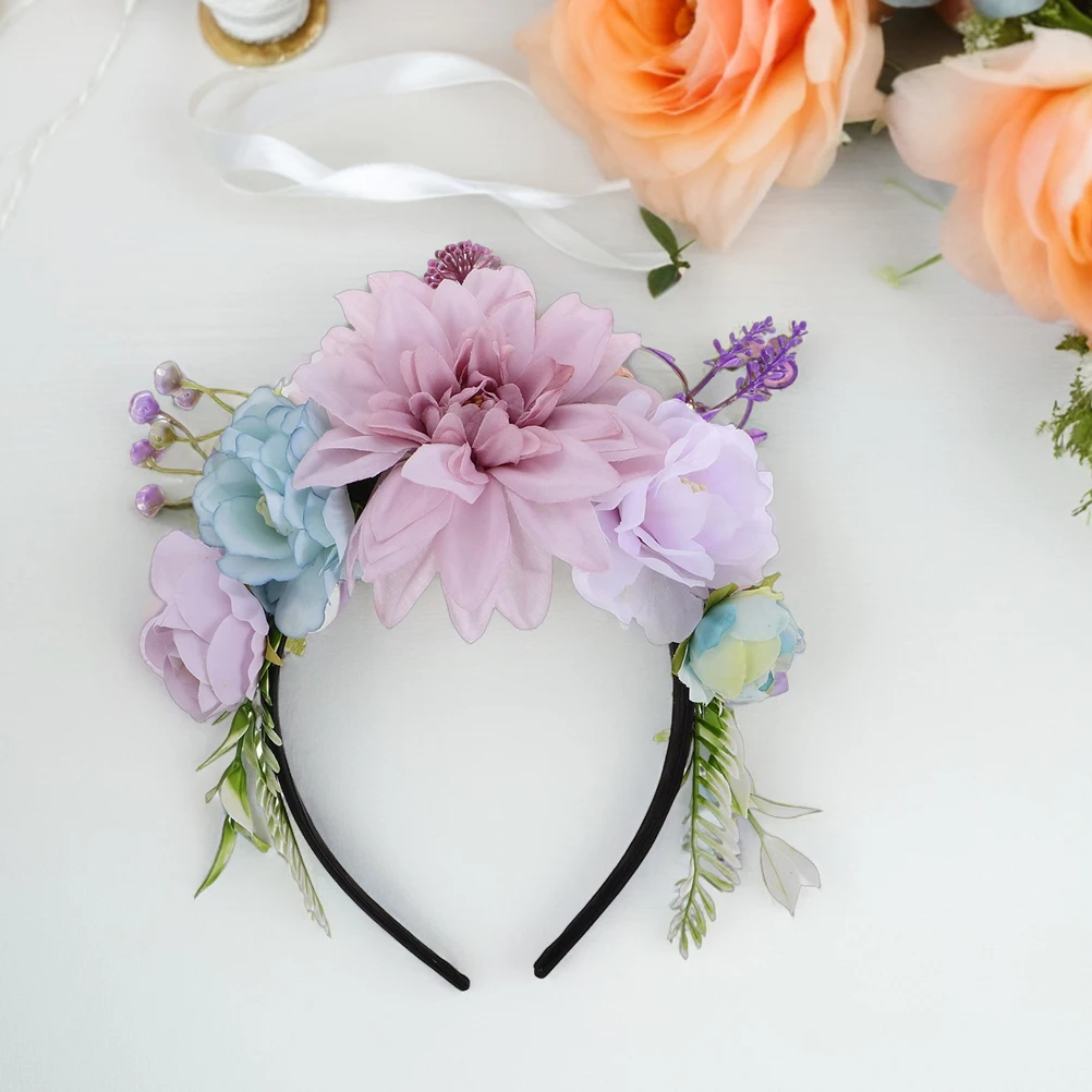 

2 Pcs Artificial Flower Fake Headband Bride Flowers Floral Headpiece for Women Plastic Bridal Wreath