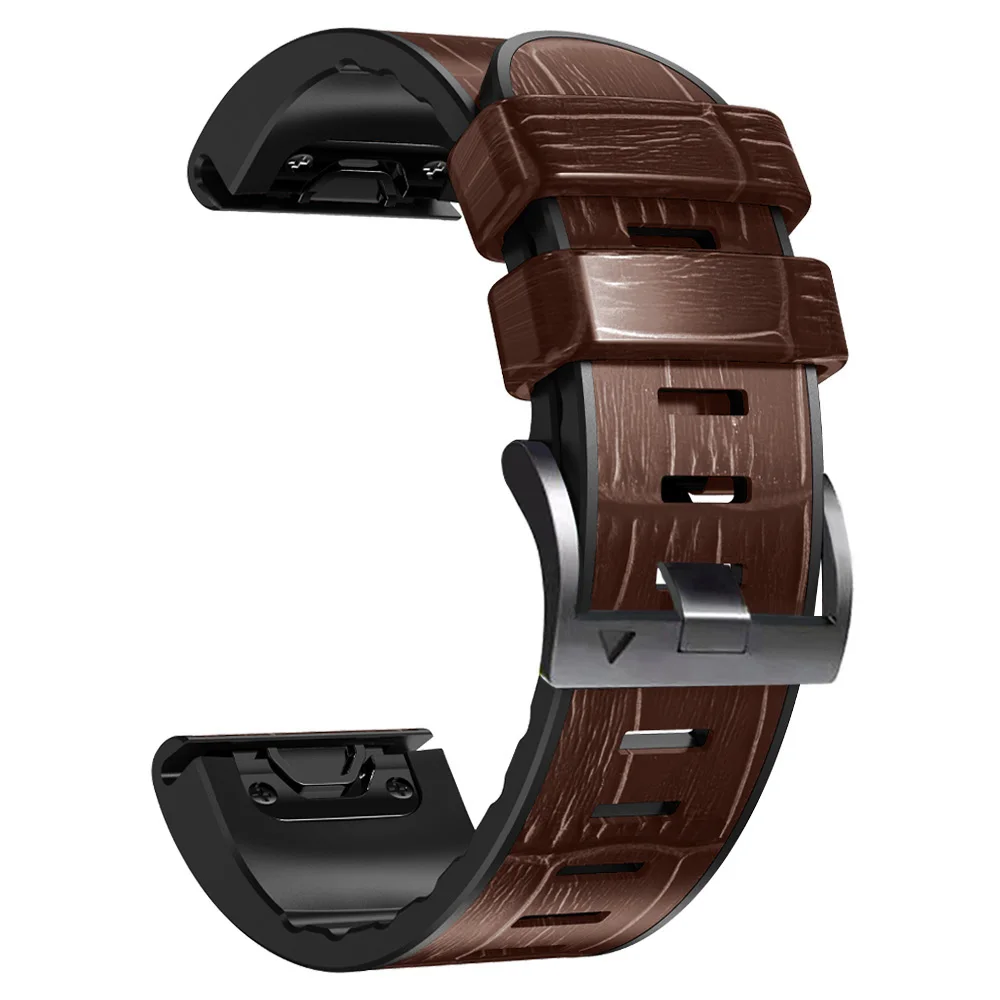 QuickFit 22 26 Leather + Silicone Strap For Garmin Fenix 7 7X 6 6X 5 5X plus Watch Band For Epix Gen 2/Descent G1 Solar Bracelet