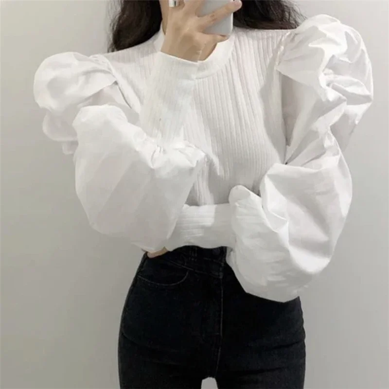 

Hikigawa Early Autumn Chic Fashion Blouse O Neck Vintage Solid Elegant Shirt All Match Casual Long Sleeve Blusas Mujer De Moda