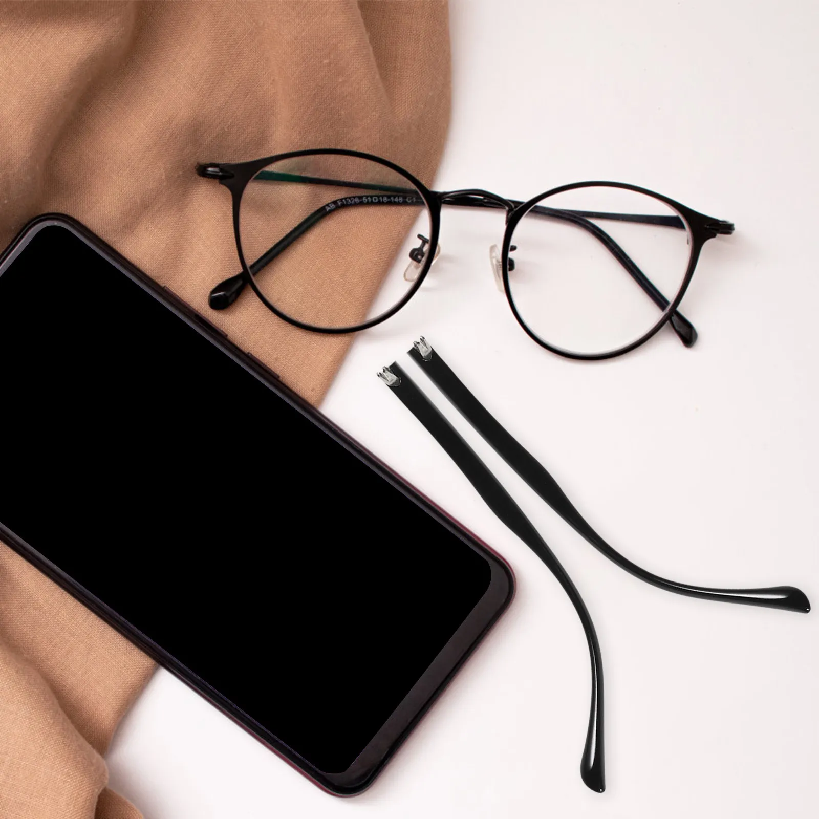 1Pair High-Strength Eyeglass Arm Replacement Temple Legs Skin-Friendly Wear-Resistant Glasses Parts Compatible with Most Frames