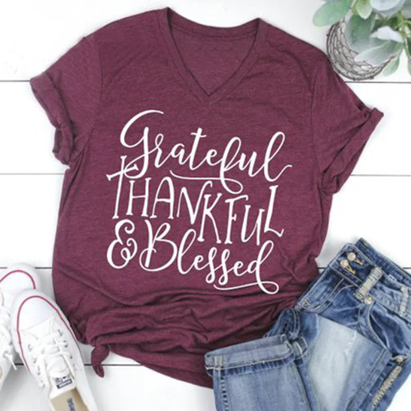 Hello Fall Tops Fashion Tshirt Thanksgiving Day Women Thankful T-shirts Tee Mama Top Fashion Female Tshirt 90s