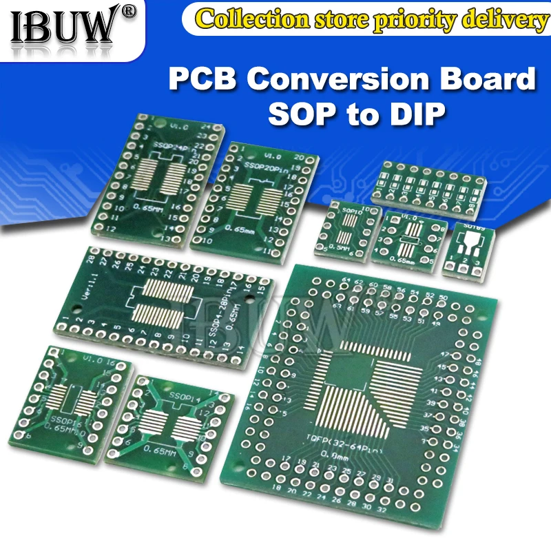 لوحة محول Pcb ، محول smd إلى dip ، soop 8/16/14/20/24/28p ، sot89 ، sot23 ، sot223 إلى dip/moop/tsup ، 10 #2