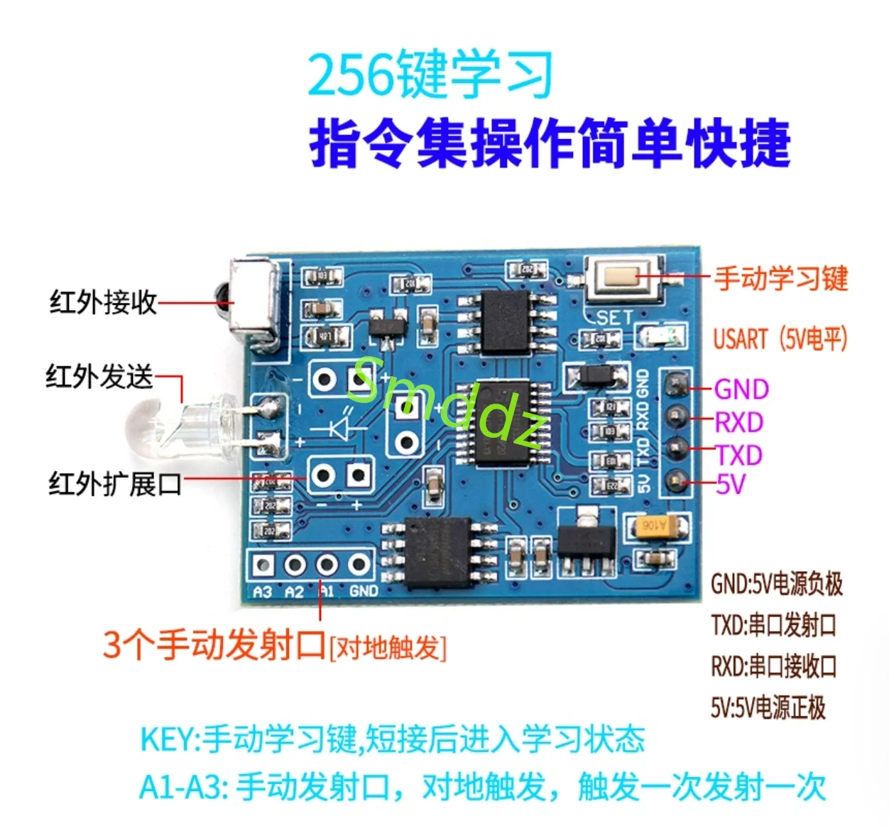 1 piece,  IR03T ， Infrared learning module emission controller, infrared remote control, copy TV air conditioning set-top box