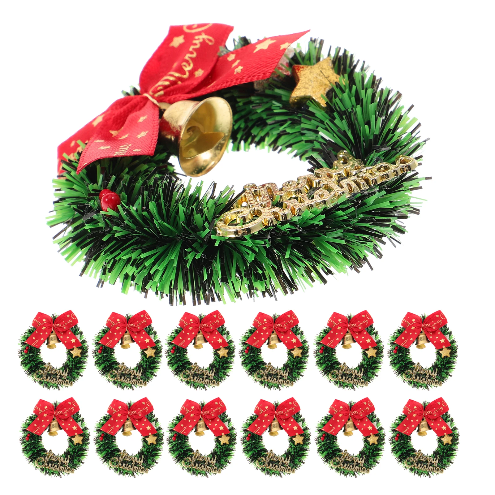 

16Pcs Mini Bow Wreaths 6.5cm Simulated Christmas Garland Vibrant Holiday Colors Easy Hang Decor for Door Wall Tree Setup