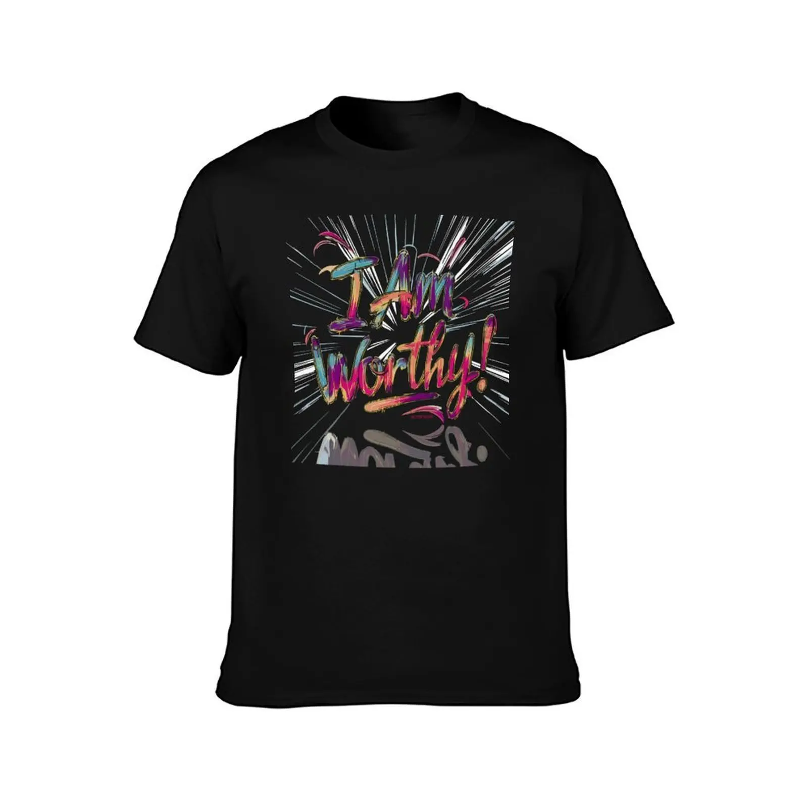 I am Worthy! T-Shirt, Summer Casual Cotton Tee, Oversized Streetwear Tops, Vintage Graphic Print, Loose Fit Short Sleeve