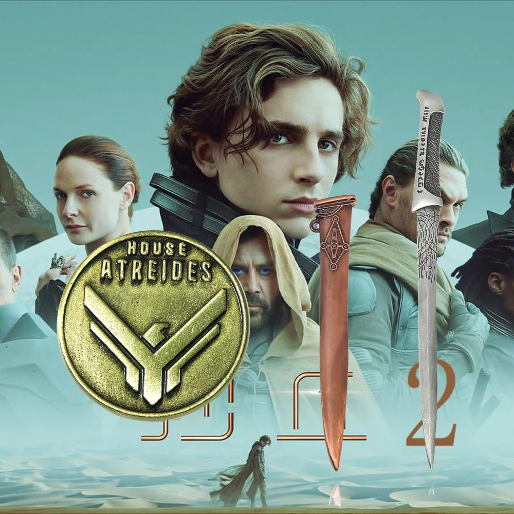 LLavero de daga con arma de película DUNE, gusano de arena, Paul Atreides, arma Fremen, modelo de daga, llavero colgante para joyería de hombre