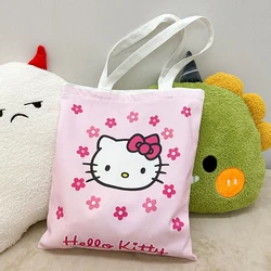 Kawaii Sanrio Hello Kitty Cinnamoroll borsa di tela Anime Cartoon Student borsa da esterno borsa per libri con cerniera regali per ragazze