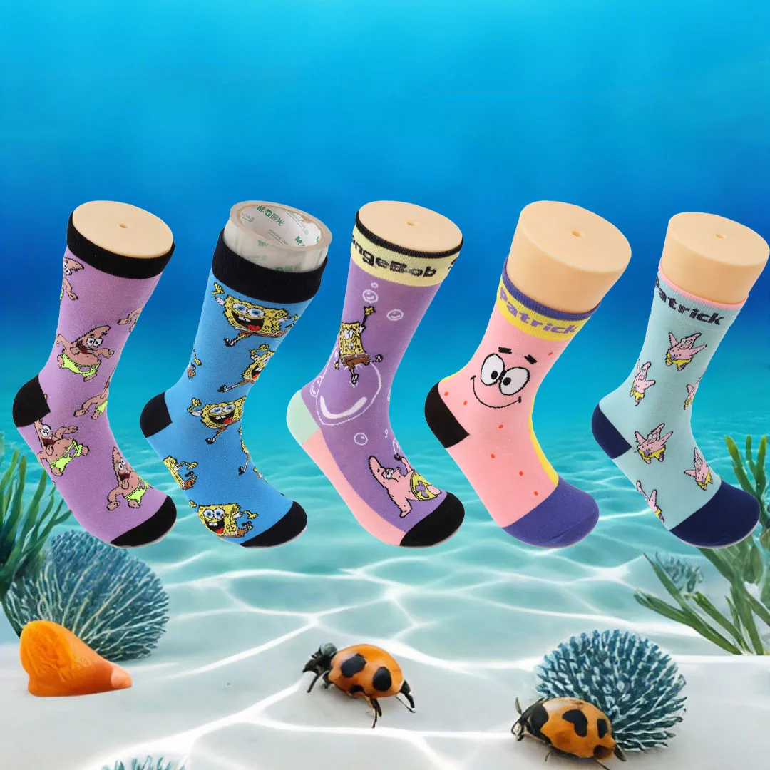 1/5 زوجًا من جوارب الفخذ العليا المحبوكة اللطيفة الكرتونية للرجال والنساء #2