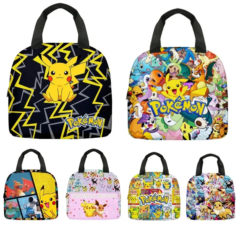 MINISO Pokemon Kawaii Pikachu studente Anime figura portatile Lunch Box Cute Pokemon Series bambini scuola pranzo borsa conveniente