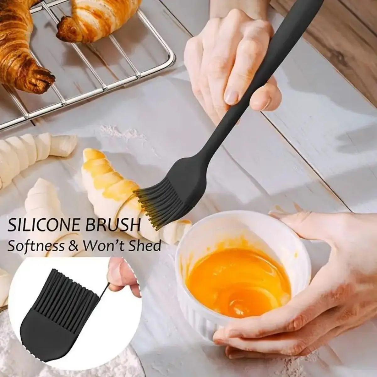 6pcs silicone kitchen baking spatula set, big spatula/small spatula/oil brush/long spatula, cake cream spatula