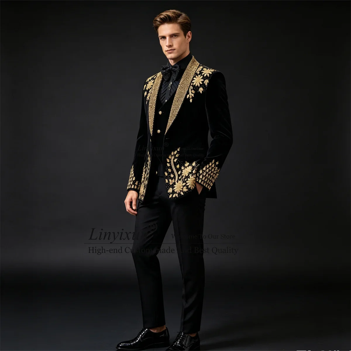 High End Diamond Crystal Men Suits Glitter Lapel Groom Male Blazers 3 Pieces Sets Wedding Tuxedos Slim ropa hombre Customized