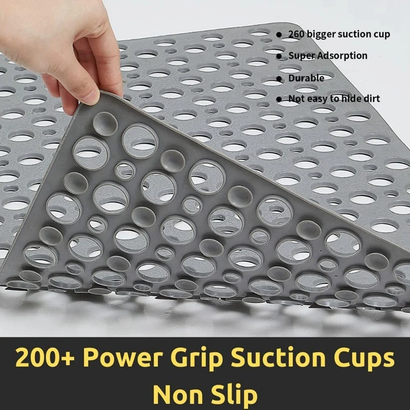

Machine Washable Bathtub Mat Non Slip With Suction Cups And Drain Holes, 30X17 In (75X43 Cm)