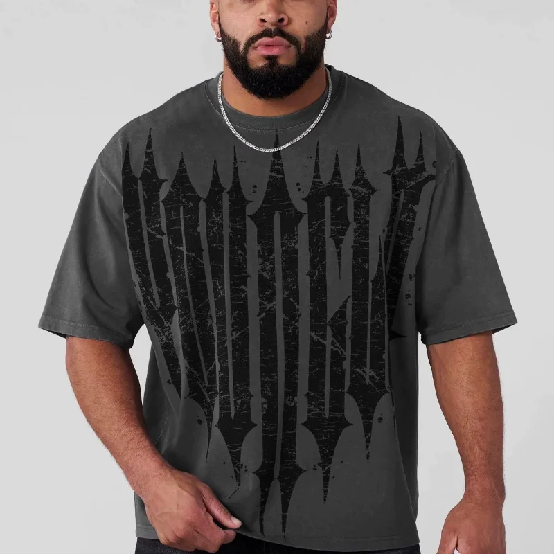 Amerikanisches Neues Herren-T-Shirt in Übergröße, Jogging, Fitness, Baumwolle, Rundhals, Kurzarm, Modisches Freizeit-T-Shirt – Detail 4