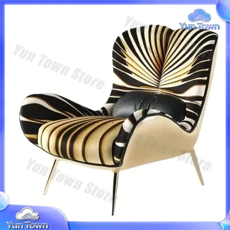 Italian Light Luxury Single Chair for Tiger Pattern Leisure Sofa Armchair for Modern Living Room Home Office Decor Furniture