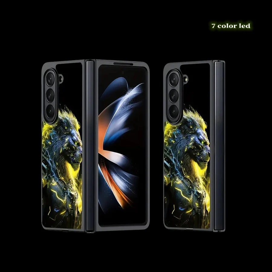 Luxury Anime Cartoon LED Flash Case Phone Case For Samsung Galaxay Z fold 6 5 4 ZFold 6 Zfold4 Cases Luminous Glass Cover Fundas