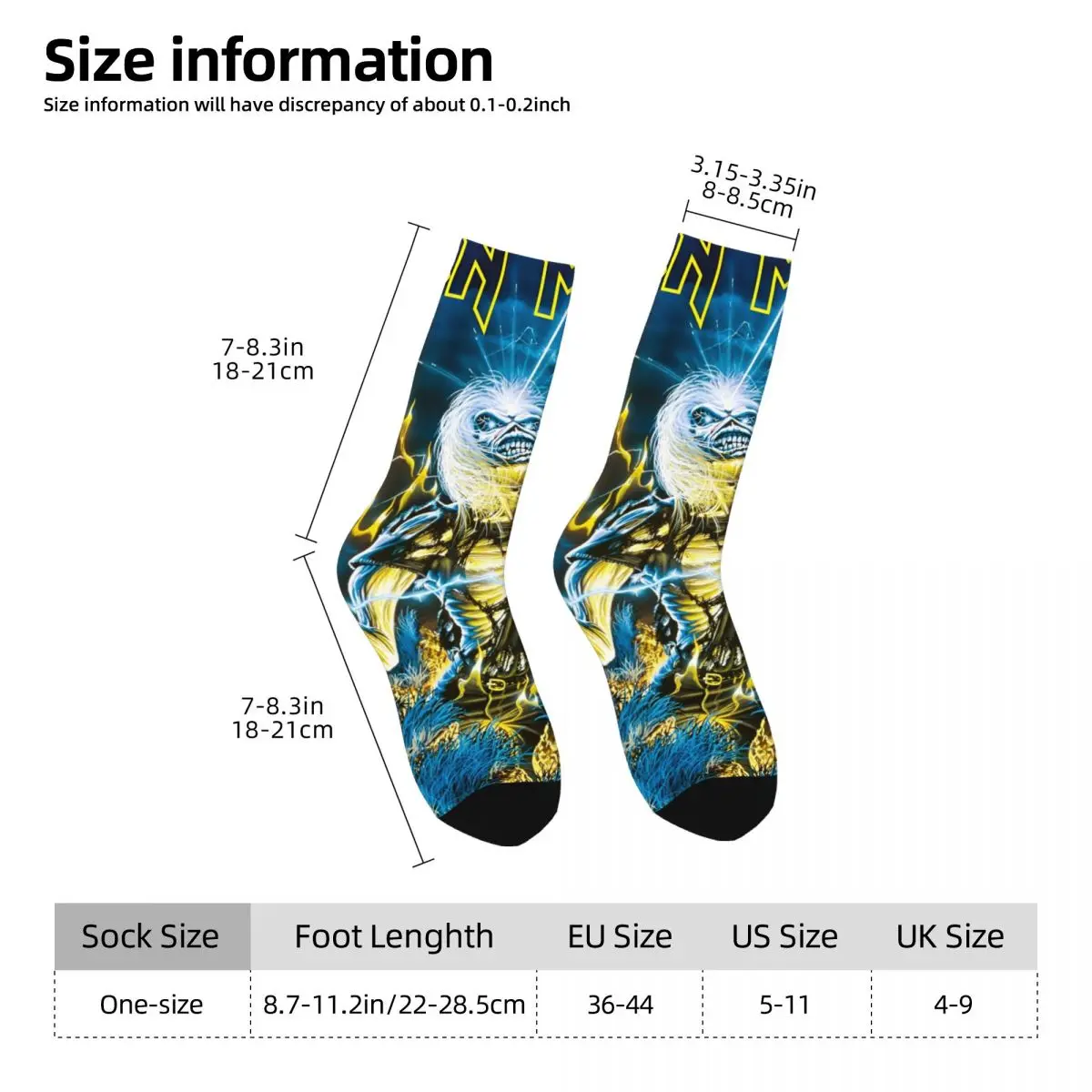 Iron Maidens Stockings Creazy Design Printed Funny Socks Autumn Anti Sweat Socks Men Outdoor Sports Soft Socks